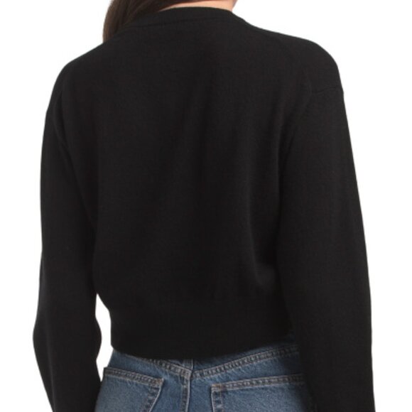 WHITE + WARREN Black Cashmere Rhinestone Button Cardigan - Picture 4 of 4